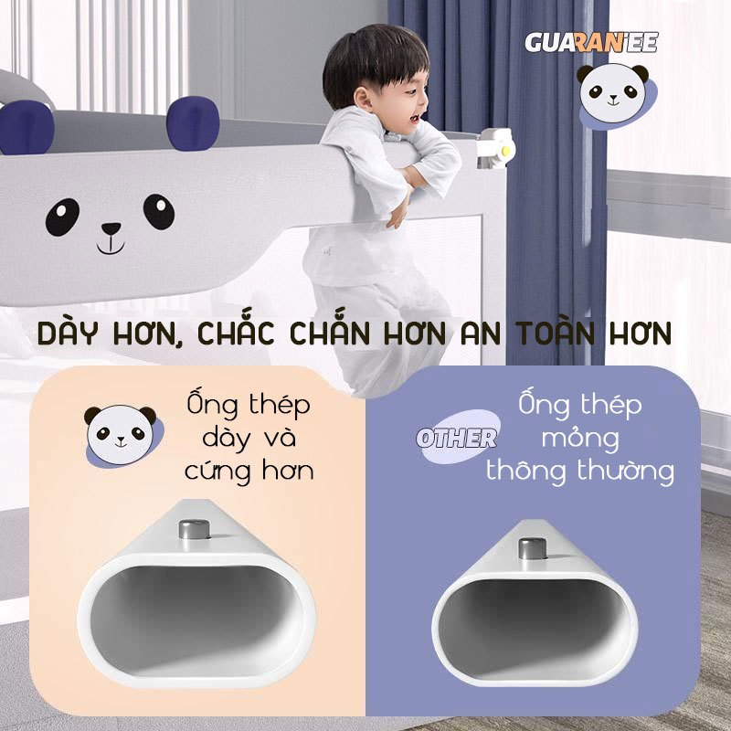 Thanh chắn giường cho bé an toàn KidAndMom BR23 độ cao 74-104cm thiết kế chống kẹt, chống vấp ngã, nâng hạ 1 hoặc 2 bên (Giá bán 1 thanh)