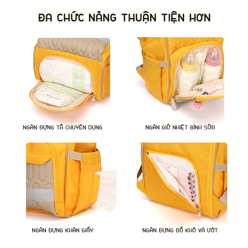 Balo đựng đồ bỉm sữa cho mẹ bé LOVTIS giữ nhiệt bình sữa, chống thấm, nhiều ngăn đa năng