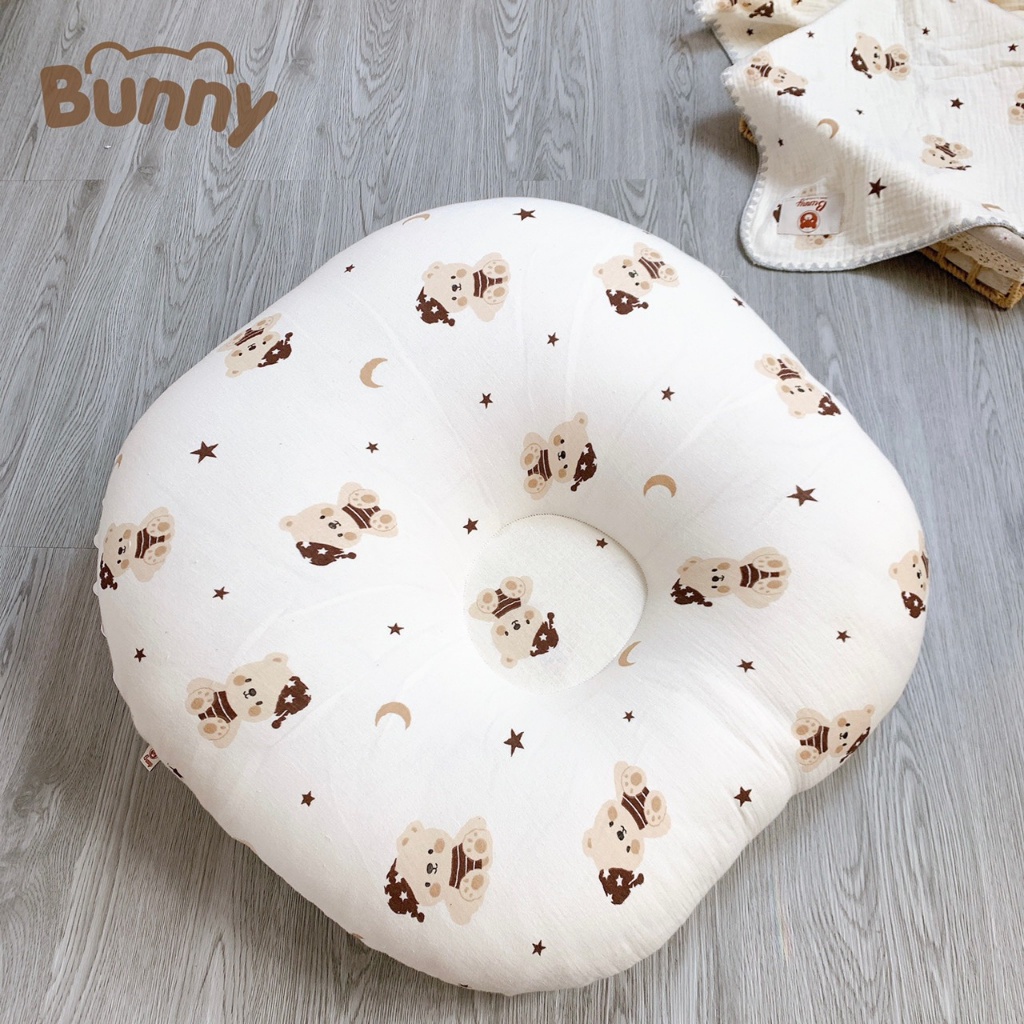 Gối Chống Trào Ngược Cho Bé Sơ Sinh Bunny Chất Xô Muslin Siêu Thoáng Mát Chống Nôn Trớ An Toàn Cho Bé