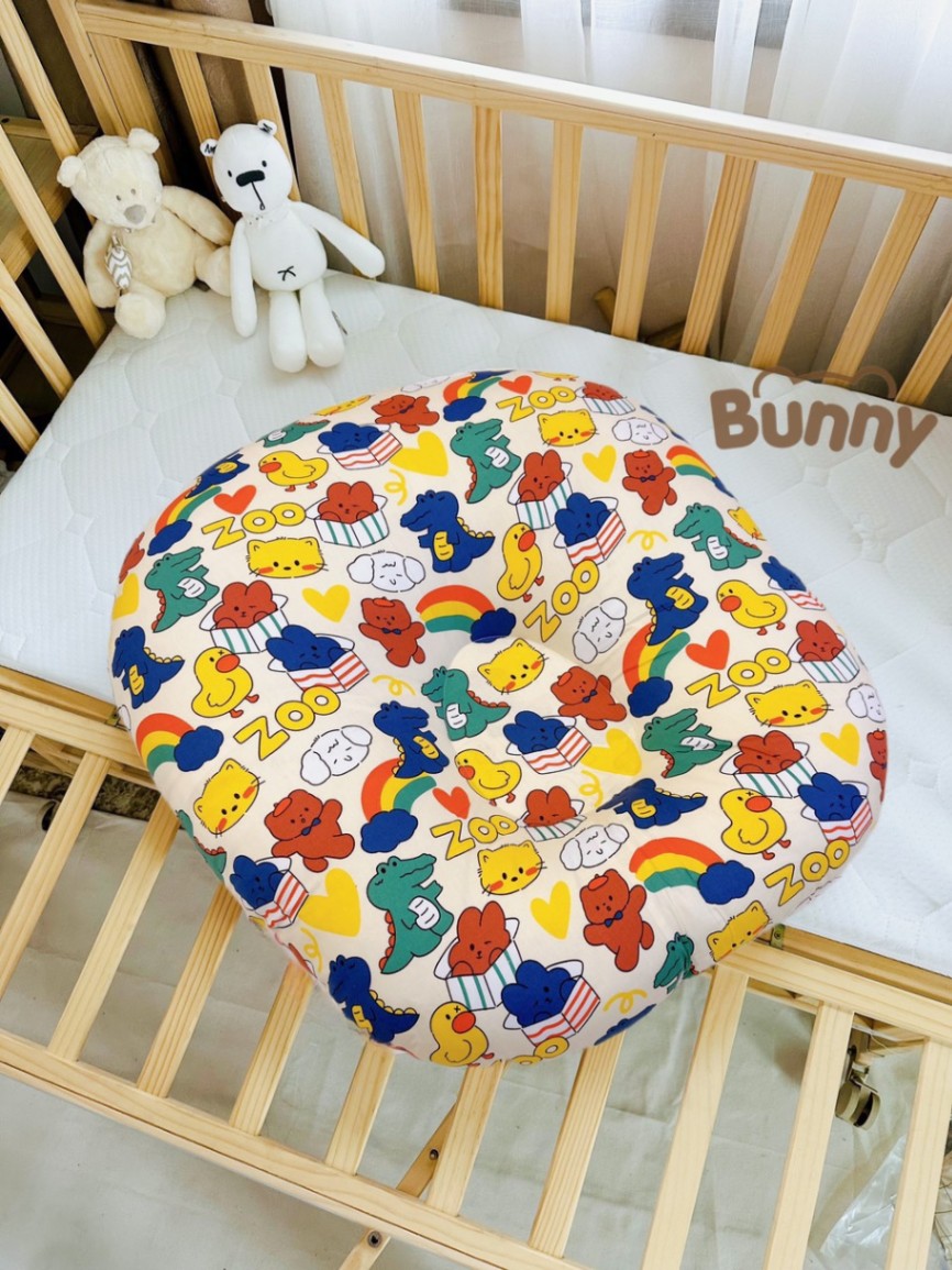 Gối chống trào ngược cho bé Bunny cao cấp vải Cotton Hàn chống nôn trớ an toàn cho bé kích thước 70x70x20cm