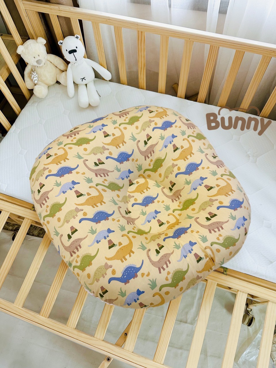 Gối chống trào ngược cho bé Bunny cao cấp vải Cotton Hàn chống nôn trớ an toàn cho bé kích thước 70x70x20cm