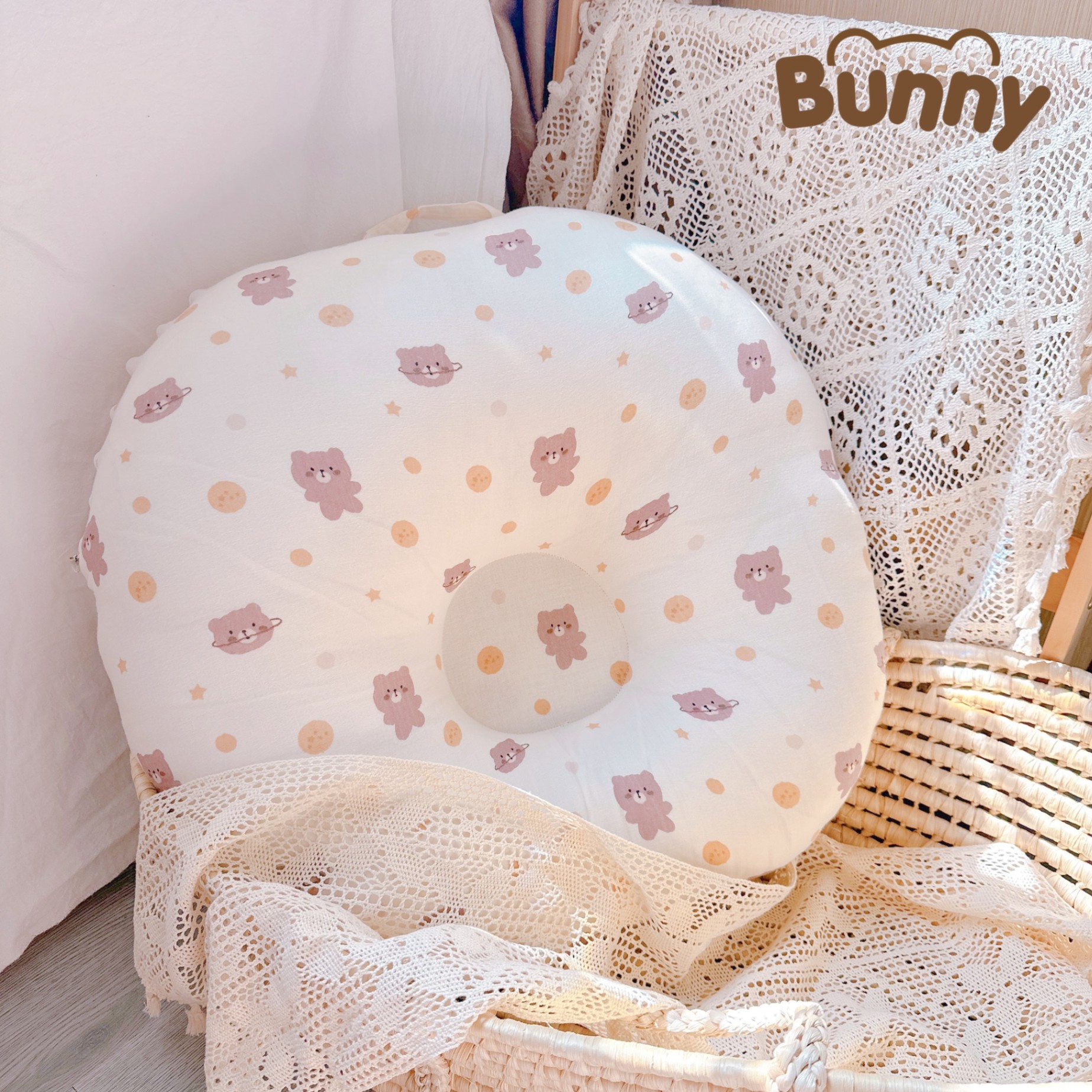 Gối Chống Trào Ngược Cho Bé Sơ Sinh Bunny Chất Xô Muslin Siêu Thoáng Mát Chống Nôn Trớ An Toàn Cho Bé