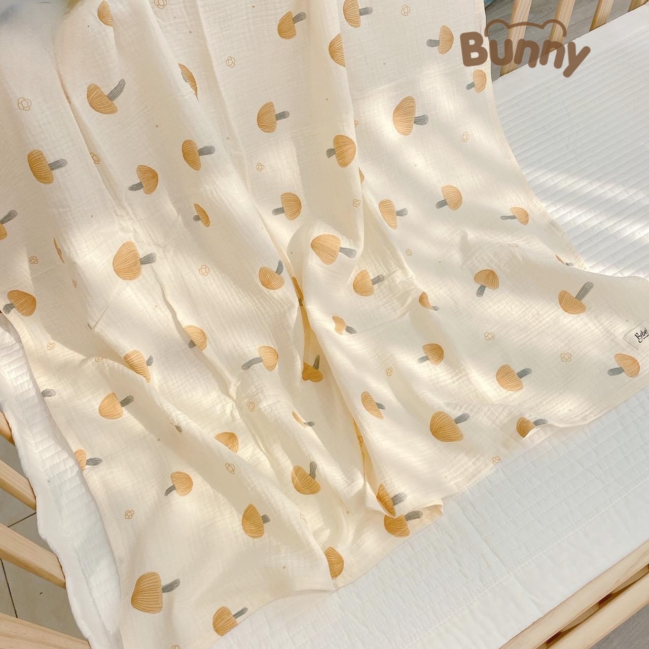 Khăn đa năng cho bé Bunny sợi tre vải xô Muslin 2 lớp làm khăn tắm, khăn quấn, chăn mỏng kích thước 1mx1m