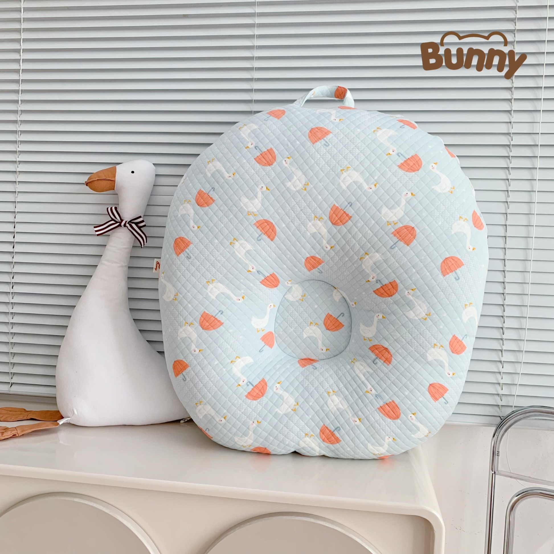 Gối chống trào ngược cho bé Bunny Cotton trần bông chống nôn trớ an toàn cho bé sơ sinh mềm mại, mỏng nhẹ và không bị nóng bí lưng