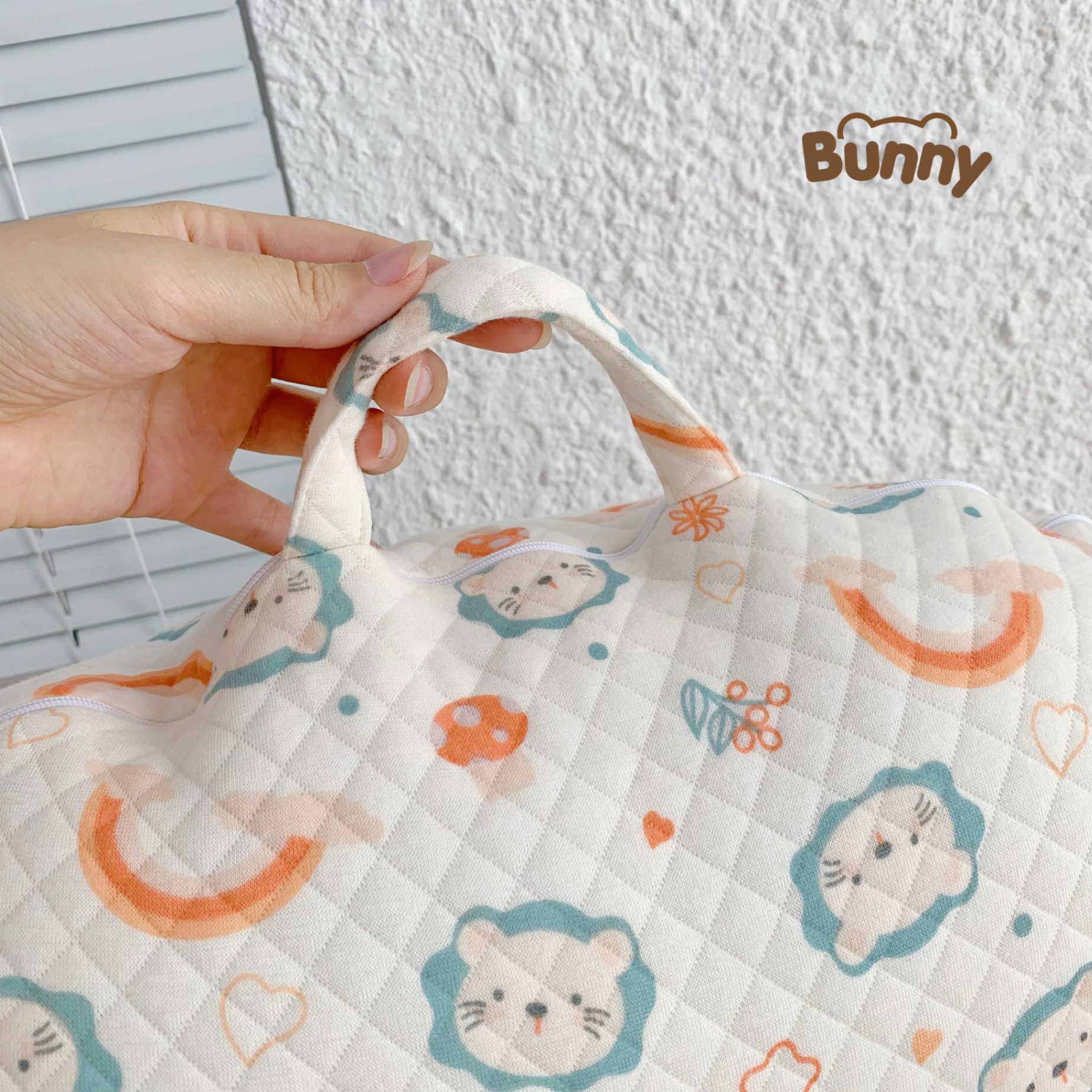 Gối chống trào ngược cho bé Bunny Cotton trần bông chống nôn trớ an toàn cho bé sơ sinh mềm mại, mỏng nhẹ và không bị nóng bí lưng