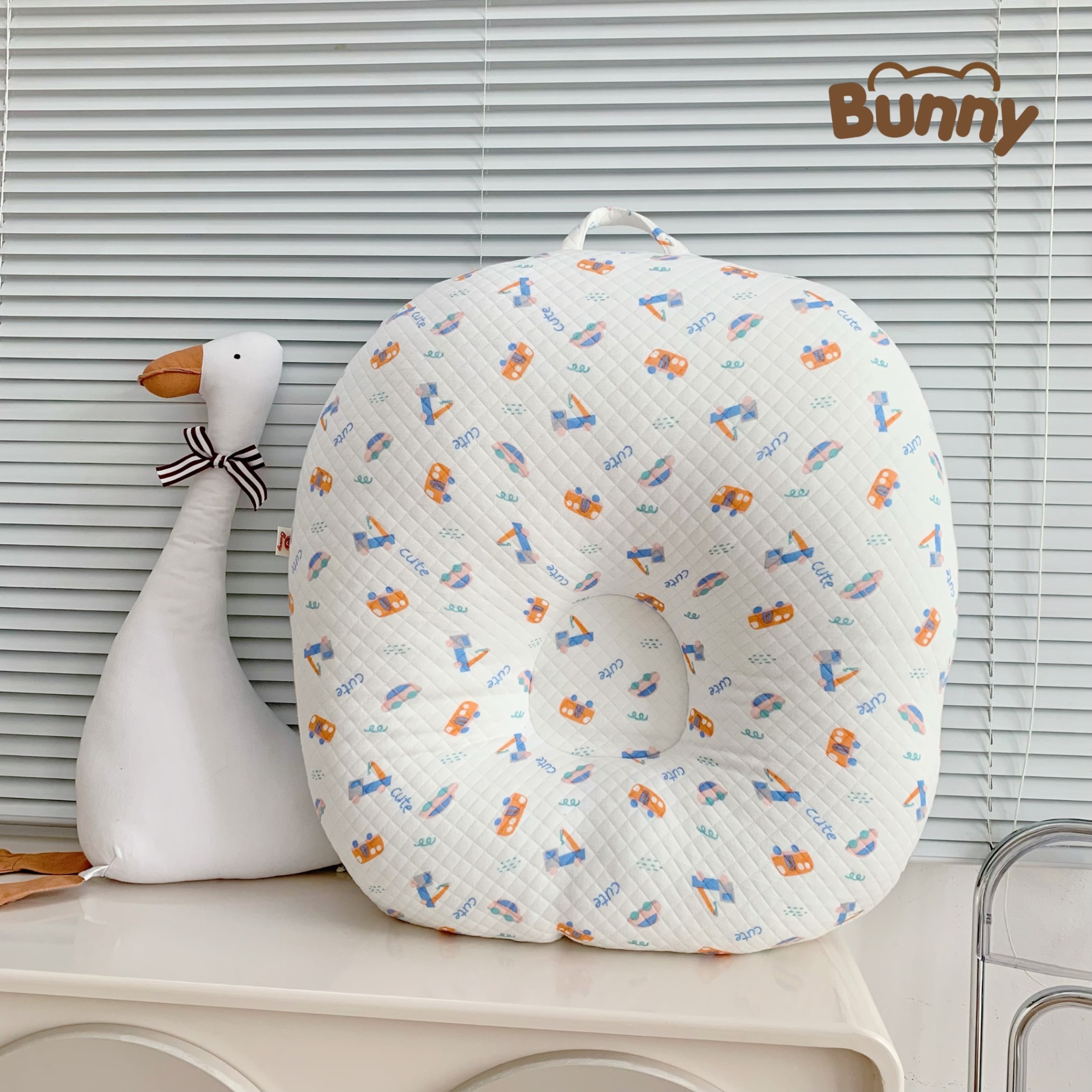 Gối chống trào ngược cho bé Bunny Cotton trần bông chống nôn trớ an toàn cho bé sơ sinh mềm mại, mỏng nhẹ và không bị nóng bí lưng