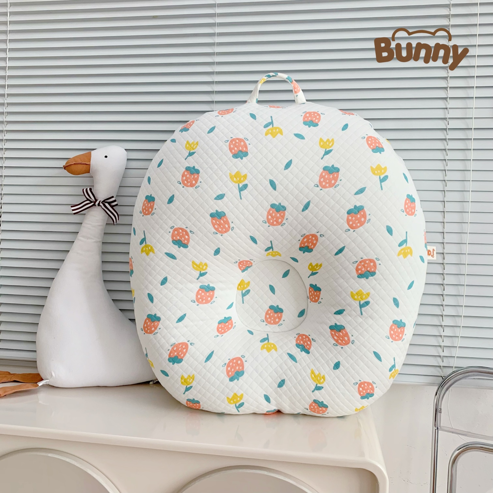 Gối chống trào ngược cho bé Bunny Cotton trần bông chống nôn trớ an toàn cho bé sơ sinh mềm mại, mỏng nhẹ và không bị nóng bí lưng