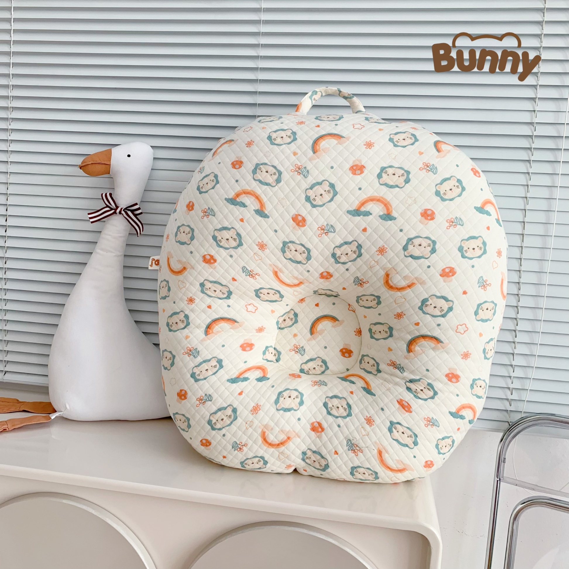 Gối chống trào ngược cho bé Bunny Cotton trần bông chống nôn trớ an toàn cho bé sơ sinh mềm mại, mỏng nhẹ và không bị nóng bí lưng