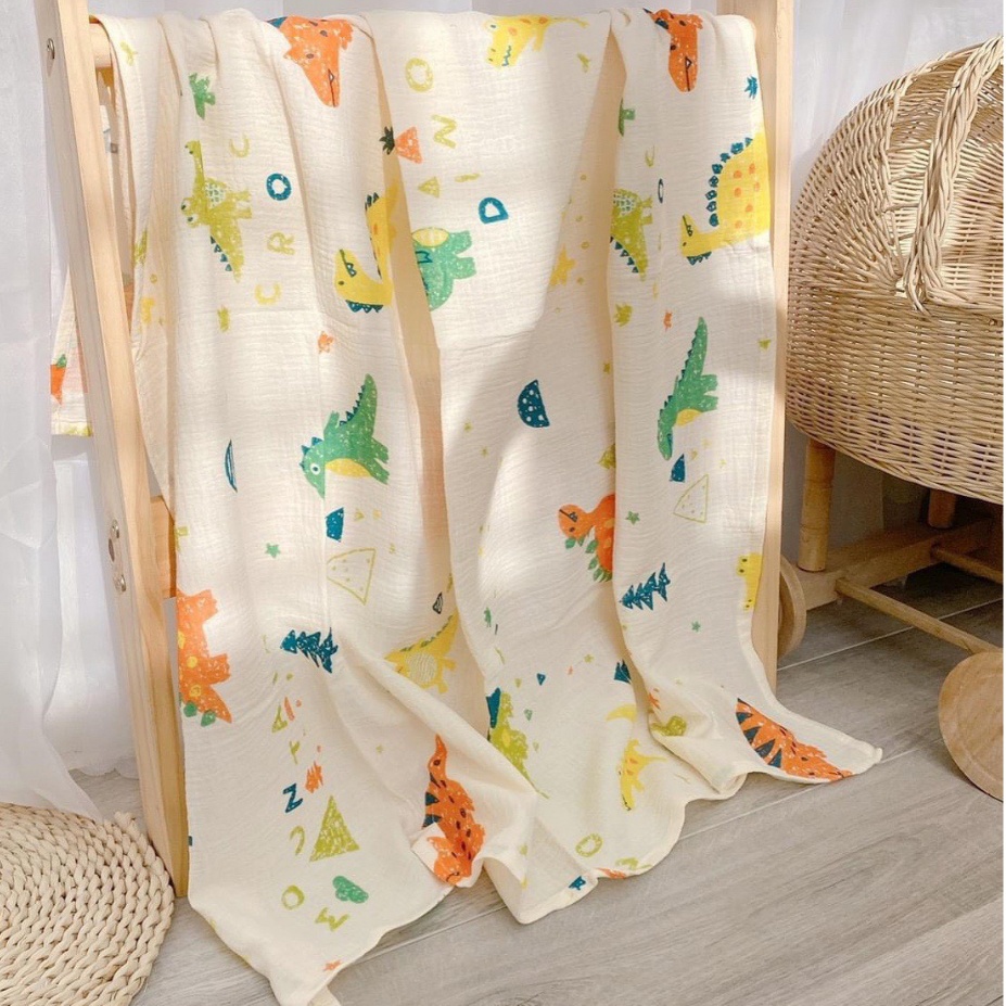 Khăn đa năng cho bé Bunny sợi tre vải xô Muslin 2 lớp làm khăn tắm, khăn quấn, chăn mỏng kích thước 1mx1m