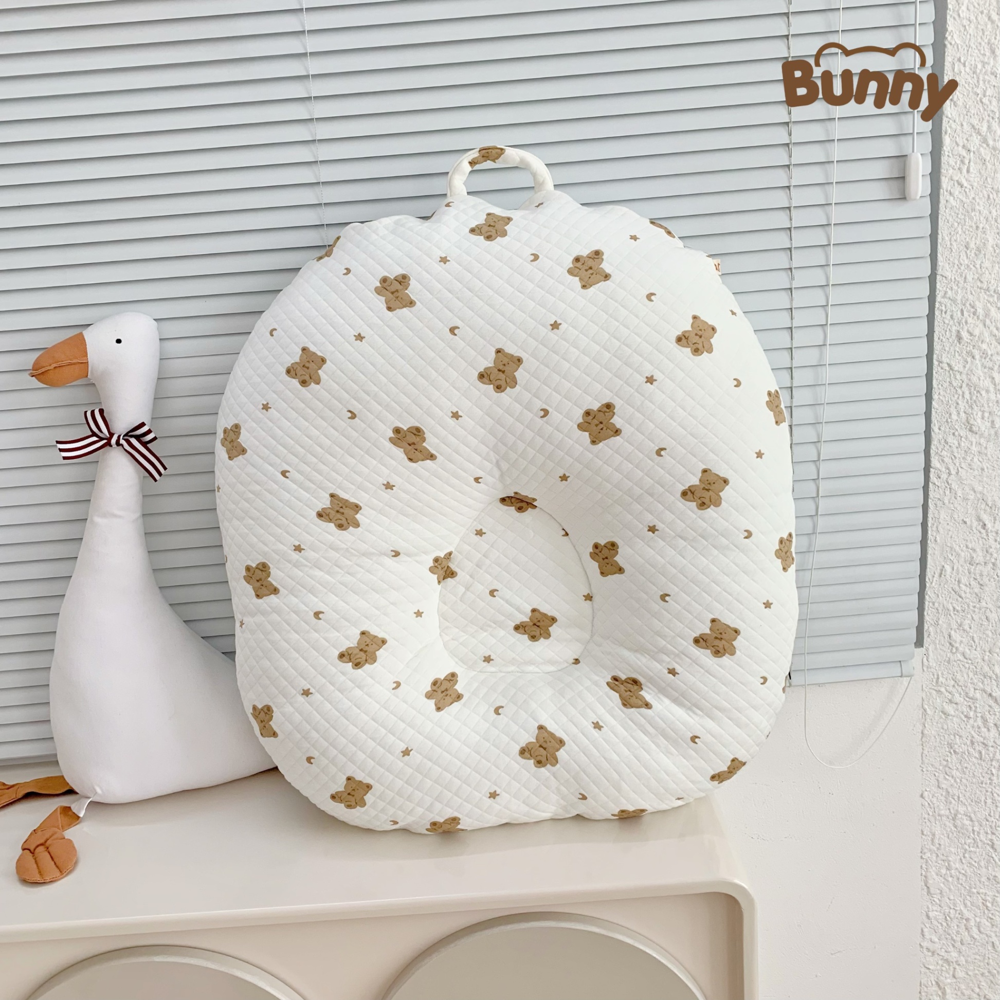 Gối chống trào ngược cho bé Bunny Cotton trần bông chống nôn trớ an toàn cho bé sơ sinh mềm mại, mỏng nhẹ và không bị nóng bí lưng