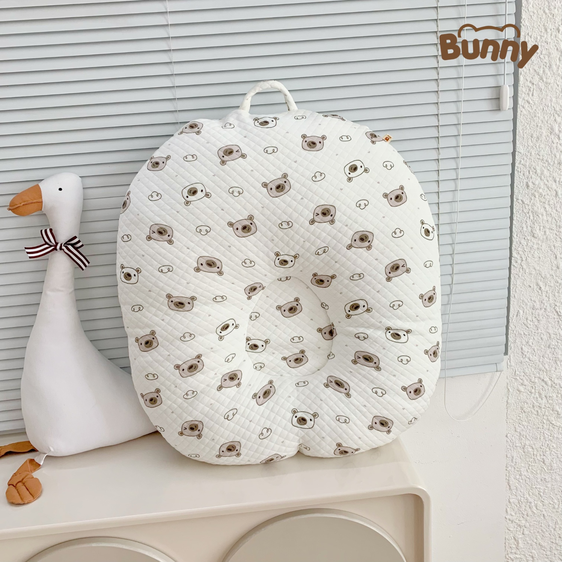 Gối chống trào ngược cho bé Bunny Cotton trần bông chống nôn trớ an toàn cho bé sơ sinh mềm mại, mỏng nhẹ và không bị nóng bí lưng