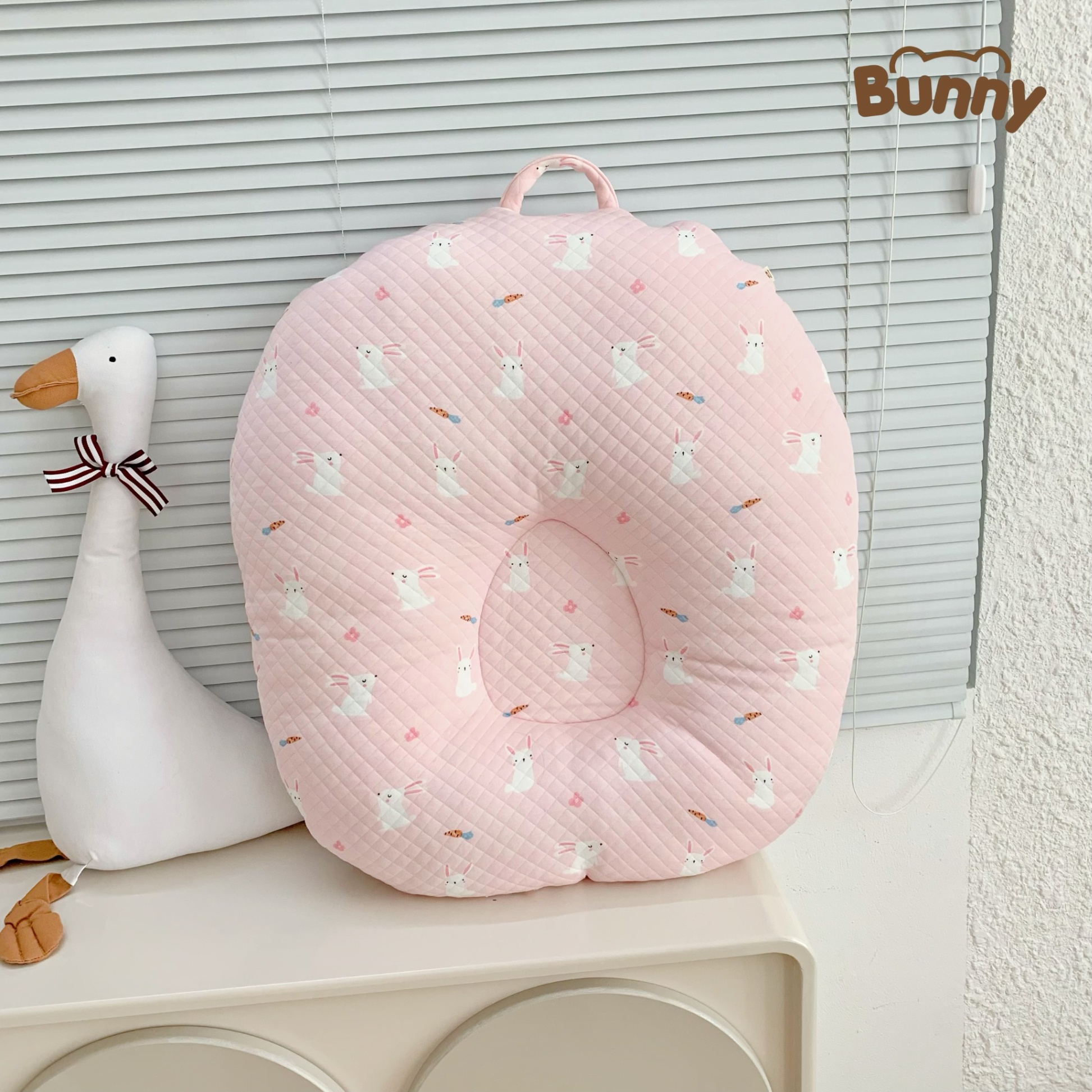 Gối chống trào ngược cho bé Bunny Cotton trần bông chống nôn trớ an toàn cho bé sơ sinh mềm mại, mỏng nhẹ và không bị nóng bí lưng