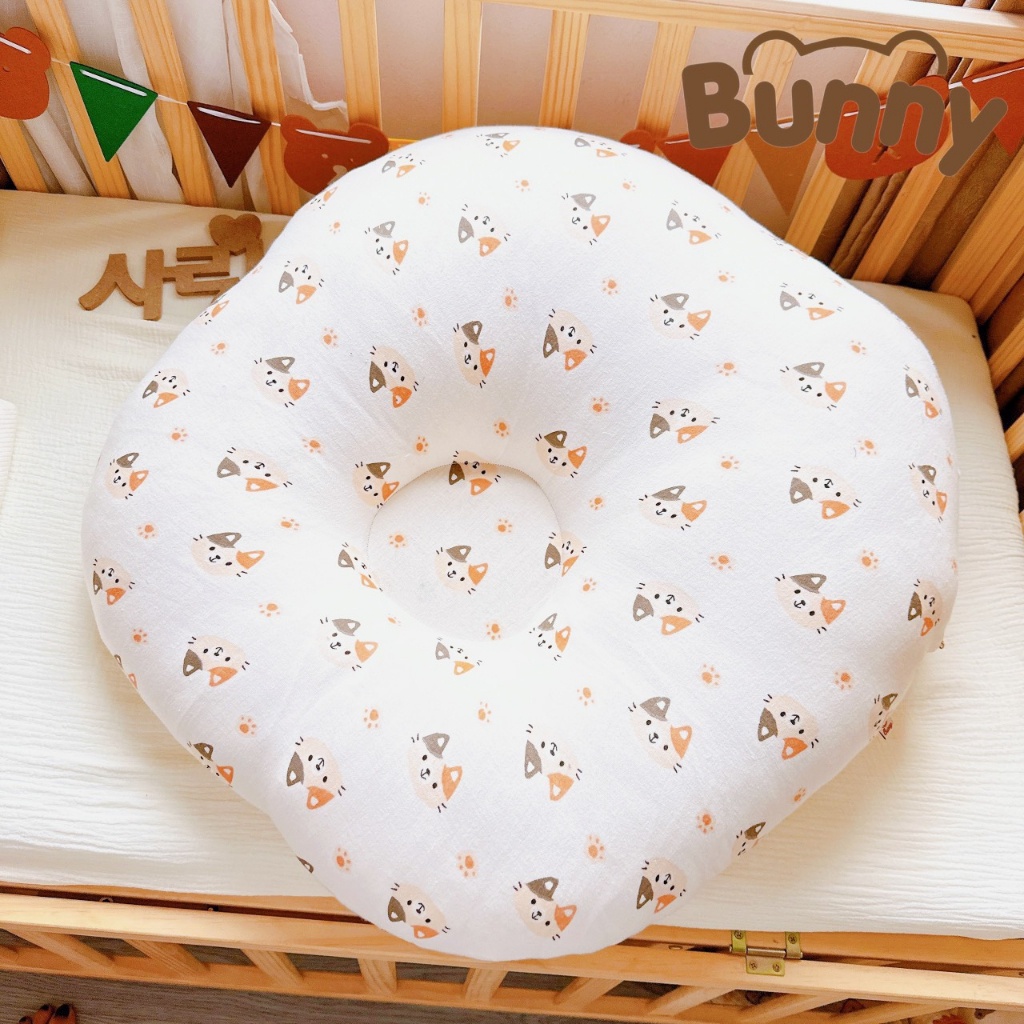 Gối Chống Trào Ngược Cho Bé Sơ Sinh Bunny Chất Xô Muslin Siêu Thoáng Mát Chống Nôn Trớ An Toàn Cho Bé