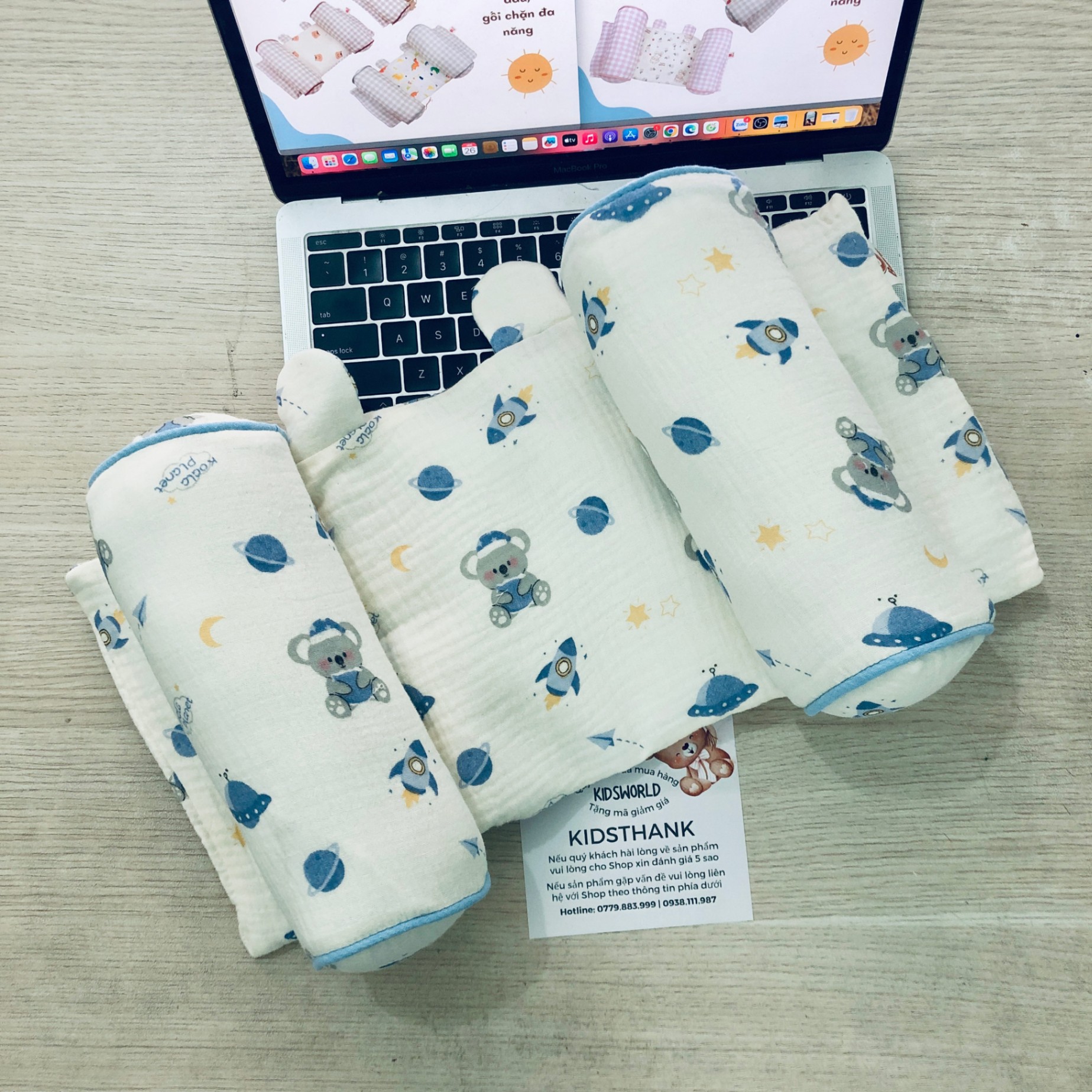 Gối định hình đầu cho bé Bunny vải xô Muslin cao cấp, gối chống méo đầu, gối chặn đa năng cho trẻ sơ sinh