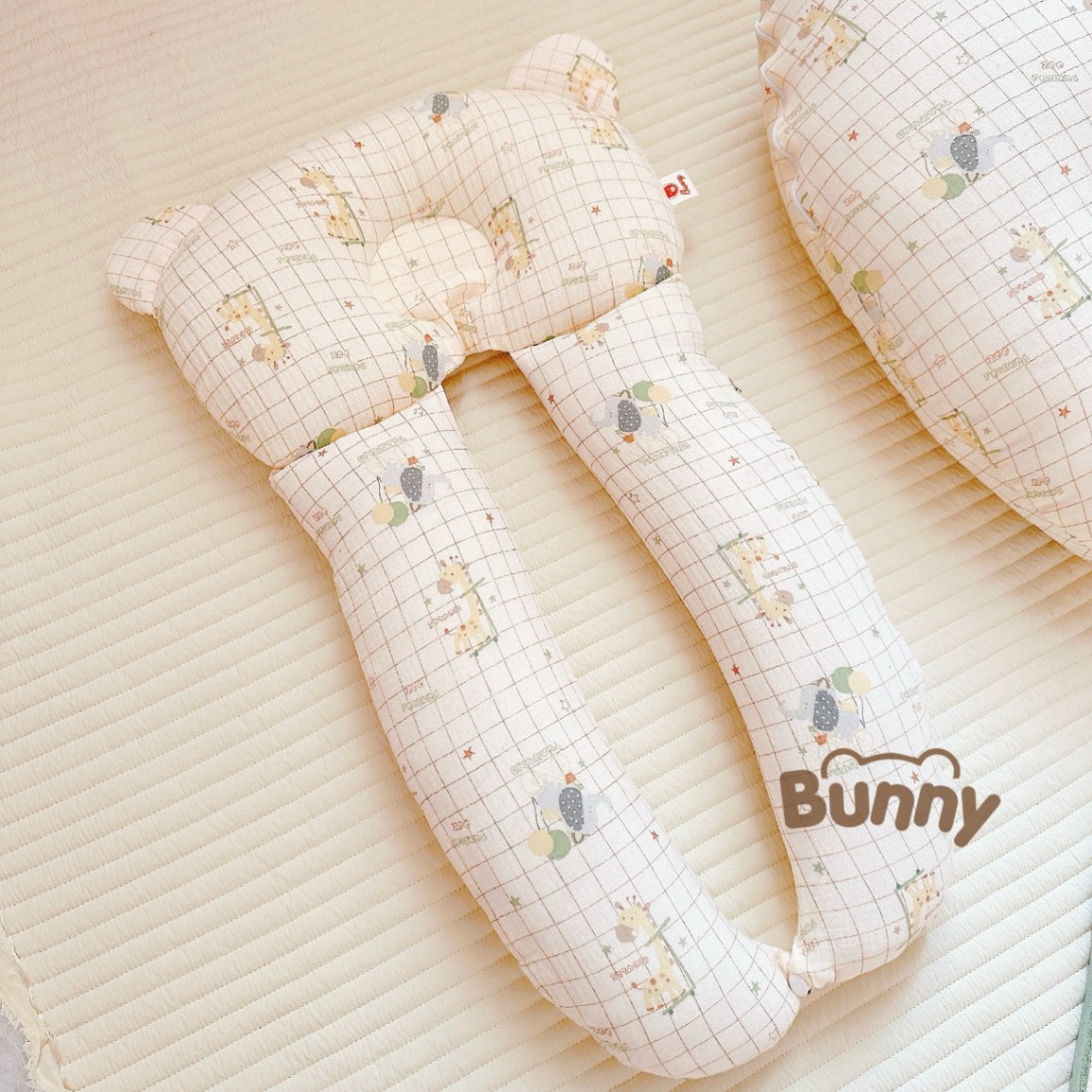 Gối chữ u cho bé vải xô Muslin Bunny đa năng làm gối đầu, gối chặn, gối ôm giúp bé ngủ ngon chống giật mình, chống bẹp đầu