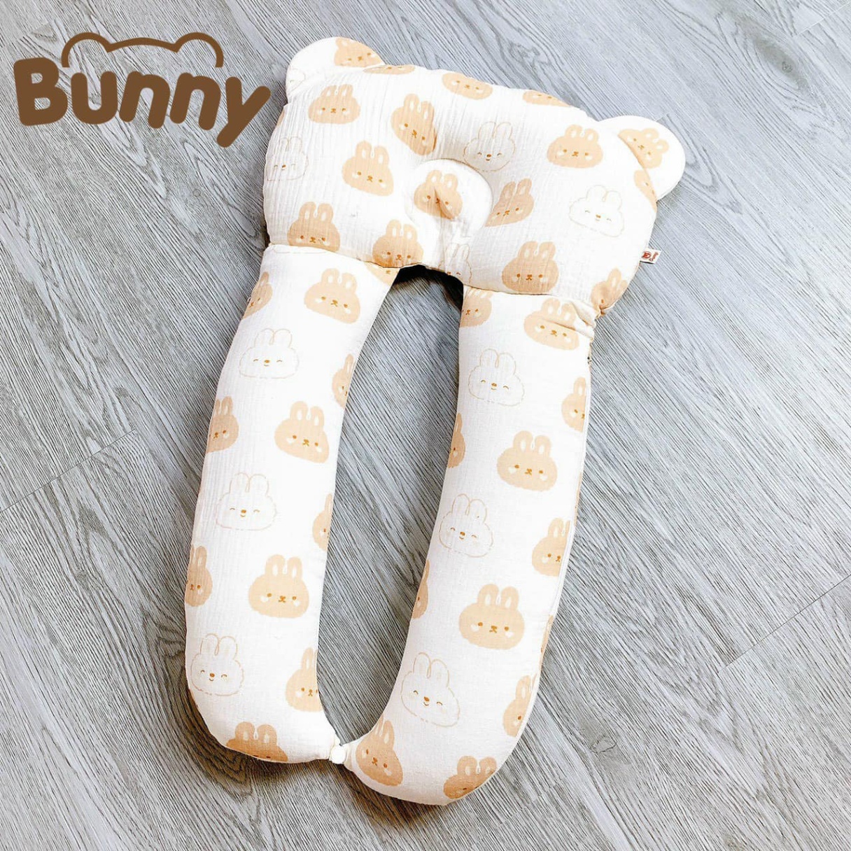 Gối chữ u cho bé vải xô Muslin Bunny đa năng làm gối đầu, gối chặn, gối ôm giúp bé ngủ ngon chống giật mình, chống bẹp đầu