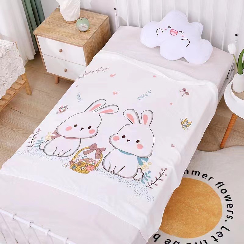 Chăn lụa sợi tre cho bé vải Cotton mềm mại thoáng mát phù hợp đắp cho bé nằm điều hòa mùa hè