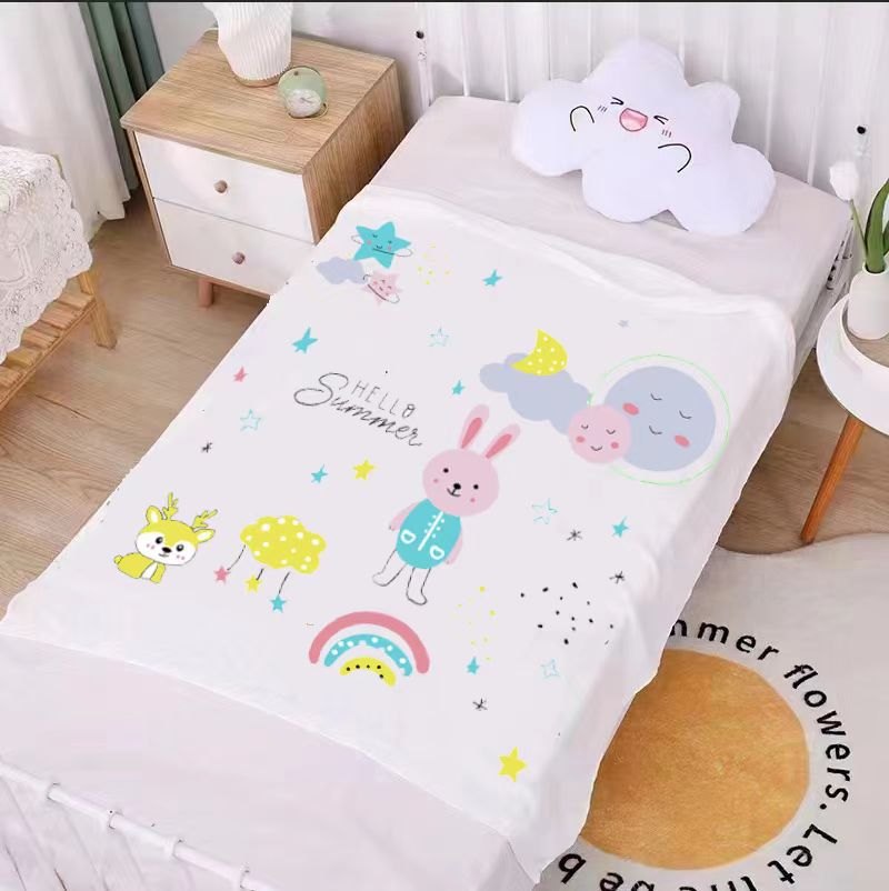 Chăn lụa sợi tre cho bé vải Cotton mềm mại thoáng mát phù hợp đắp cho bé nằm điều hòa mùa hè