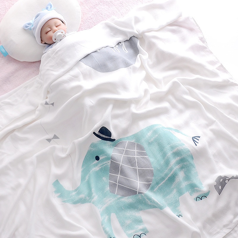 Chăn lụa sợi tre cho bé vải Cotton mềm mại thoáng mát phù hợp đắp cho bé nằm điều hòa mùa hè