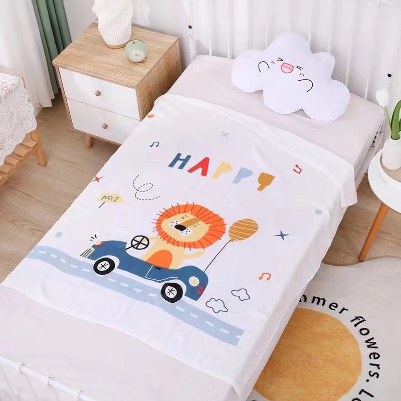 Chăn lụa sợi tre cho bé vải Cotton mềm mại thoáng mát phù hợp đắp cho bé nằm điều hòa mùa hè