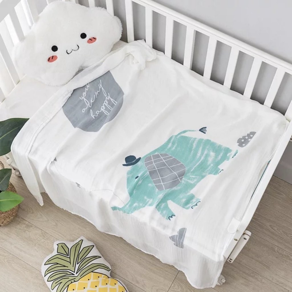 Chăn lụa sợi tre cho bé vải Cotton mềm mại thoáng mát phù hợp đắp cho bé nằm điều hòa mùa hè