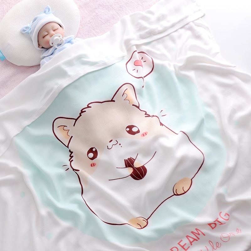 Chăn lụa sợi tre cho bé vải Cotton mềm mại thoáng mát phù hợp đắp cho bé nằm điều hòa mùa hè