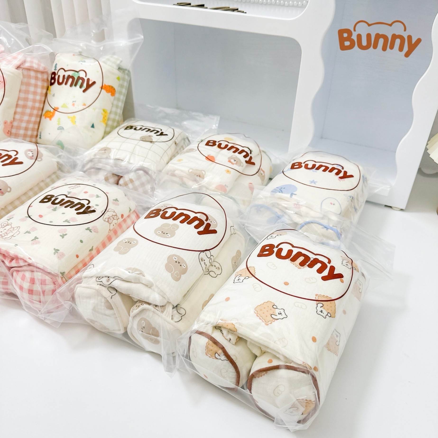 Gối định hình đầu cho bé Bunny vải xô Muslin cao cấp, gối chống méo đầu, gối chặn đa năng cho trẻ sơ sinh