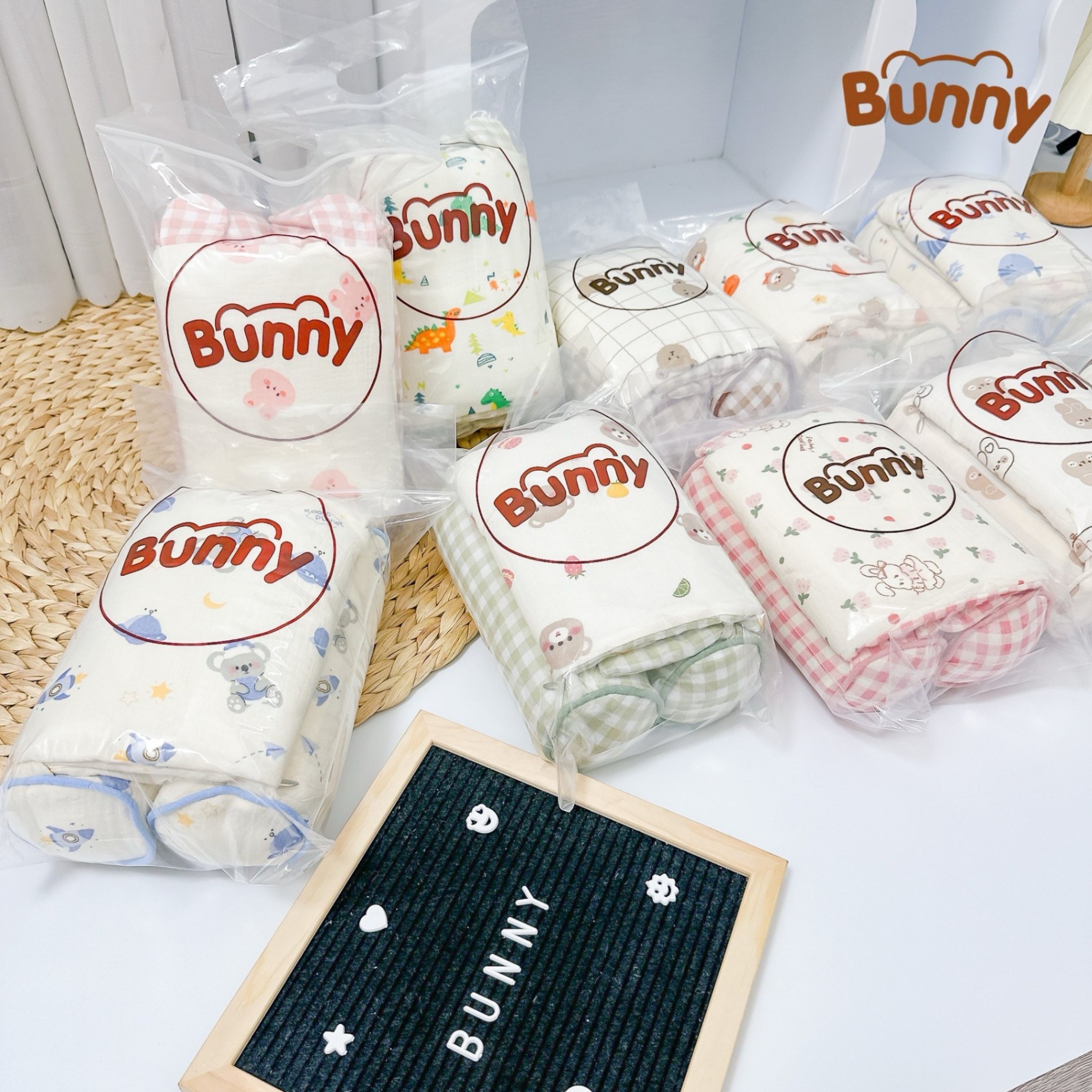 Gối định hình đầu cho bé Bunny vải xô Muslin cao cấp, gối chống méo đầu, gối chặn đa năng cho trẻ sơ sinh