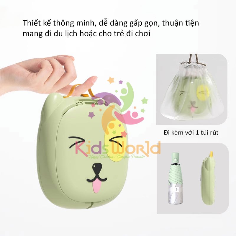 Bô vệ sinh cho bé gấp gọn di động KidAndMom 2in1 hình mèo kiêm ghế ngồi chịu tải 50kg tiện dụng đi du lịch, dùng trên ô tô