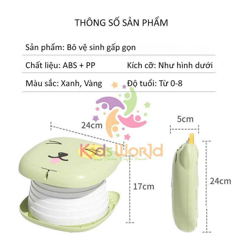 Bô vệ sinh cho bé gấp gọn di động KidAndMom 2in1 hình mèo kiêm ghế ngồi chịu tải 50kg tiện dụng đi du lịch, dùng trên ô tô