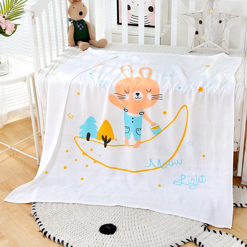 Chăn lụa sợi tre cho bé vải Cotton mềm mại thoáng mát phù hợp đắp cho bé nằm điều hòa mùa hè