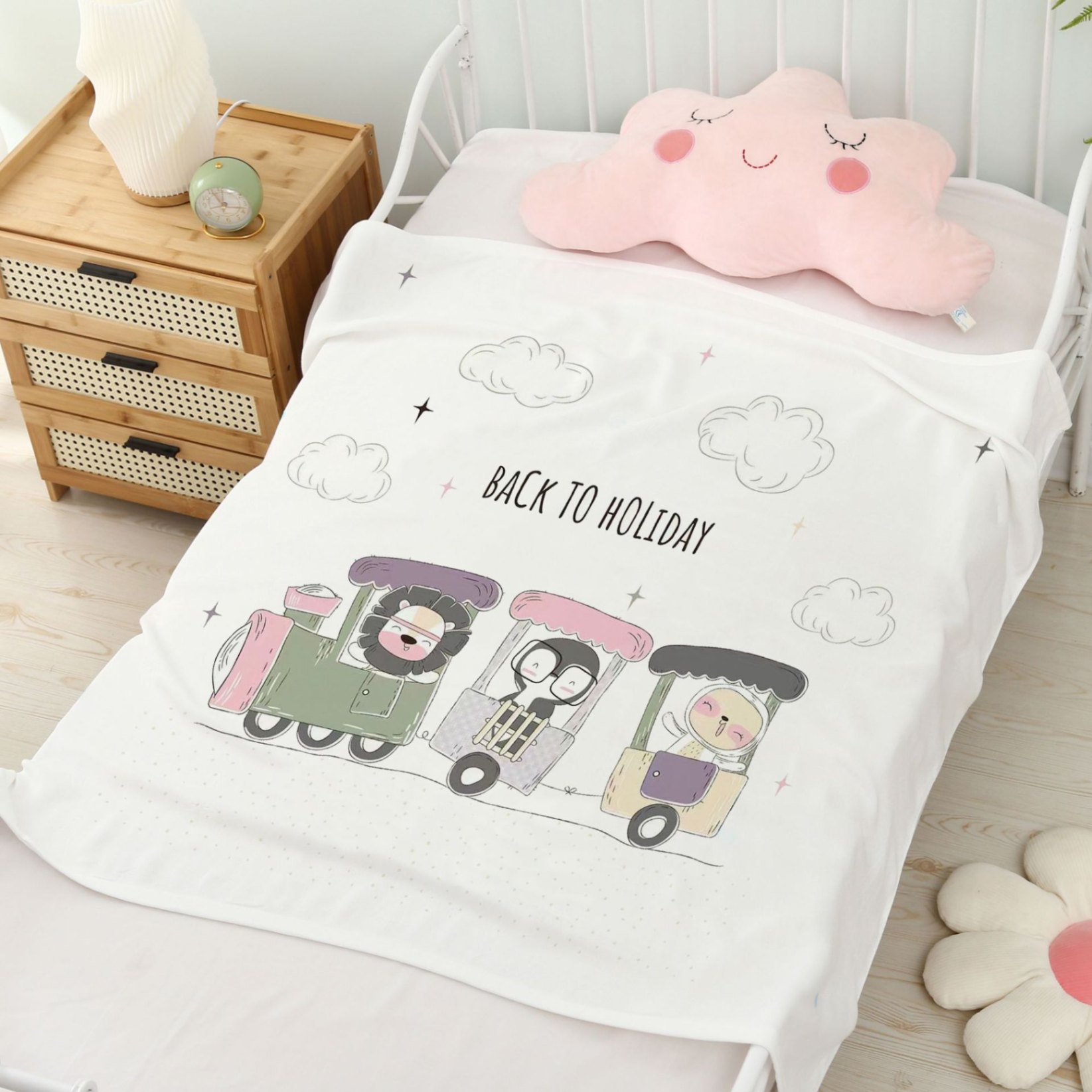 Chăn lụa sợi tre cho bé vải Cotton mềm mại thoáng mát phù hợp đắp cho bé nằm điều hòa mùa hè