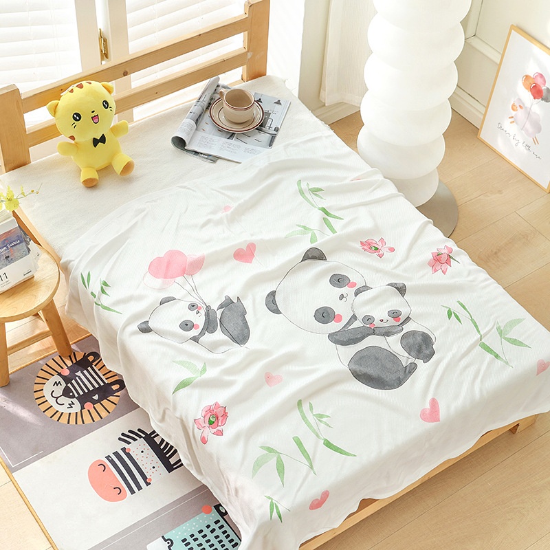 Chăn lụa sợi tre cho bé vải Cotton mềm mại thoáng mát phù hợp đắp cho bé nằm điều hòa mùa hè