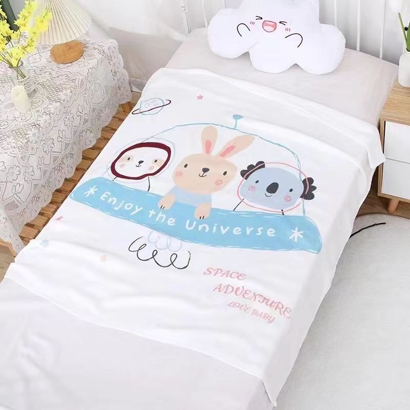 Chăn lụa sợi tre cho bé vải Cotton mềm mại thoáng mát phù hợp đắp cho bé nằm điều hòa mùa hè