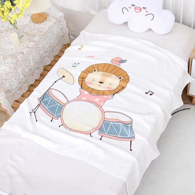 Chăn lụa sợi tre cho bé vải Cotton mềm mại thoáng mát phù hợp đắp cho bé nằm điều hòa mùa hè