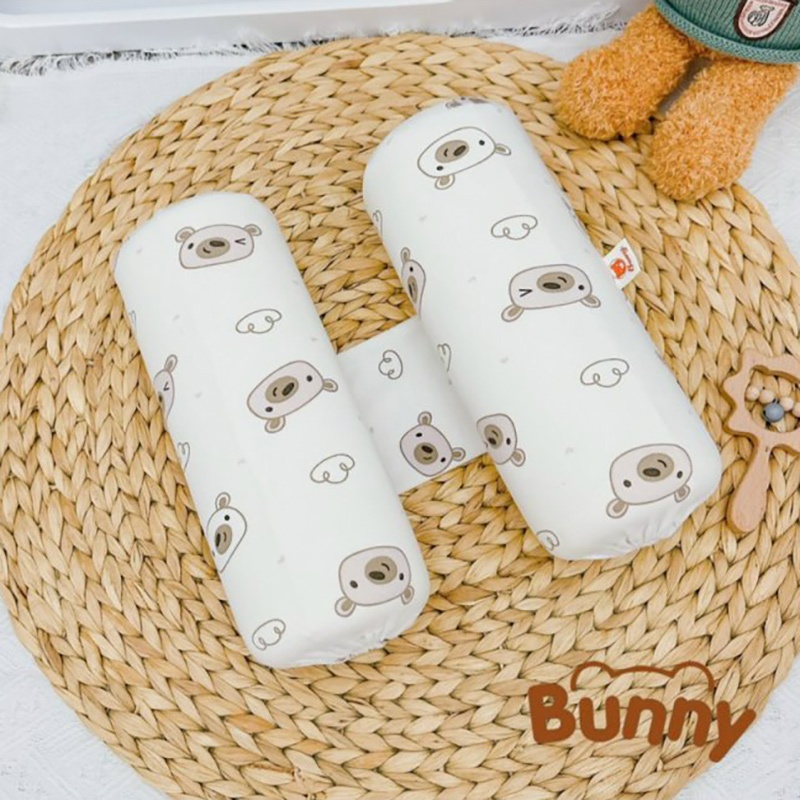 Gối chặn cho bé sơ sinh Bunny chất liệu cao su non cao cấp mềm mại vỏ gối vải thun mềm in hoạ tiết xinh xắn