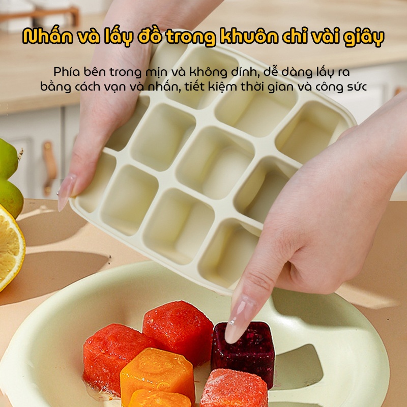 Khay trữ đông silicone trữ đồ ăn dặm cho bé Mommy với 6 ngăn, 12 ngăn hộp trữ thức ăn cho bé, hộp đựng thực phẩm