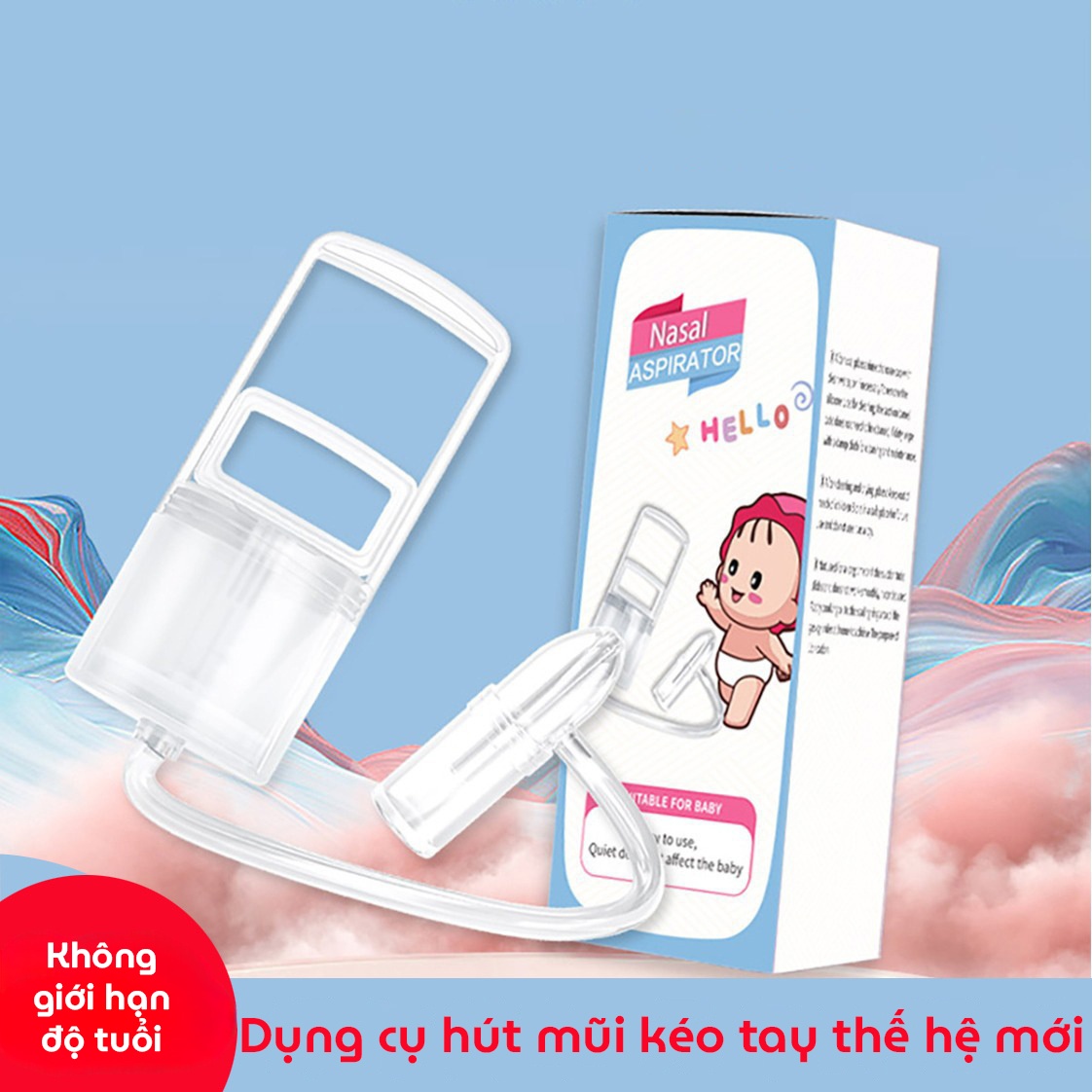 Máy hút mũi cho bé kéo tay thế hệ mới KidsWorld Nasal Asprirator KWHM02 chất liệu nhựa nguyên sinh, lực hút mạnh, an toàn cho bé