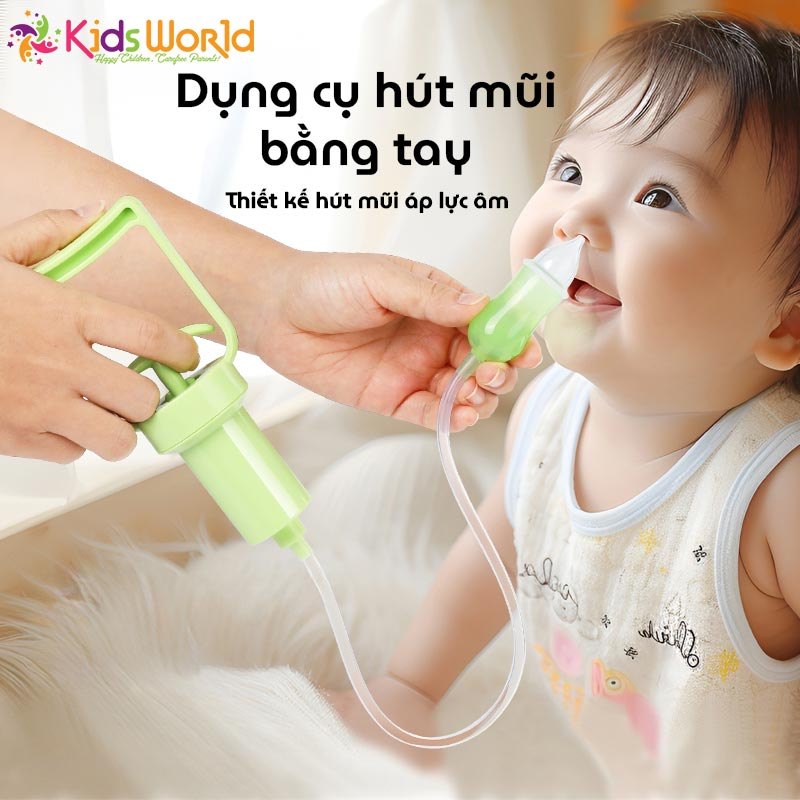 Dụng cụ hút mũi bằng tay cho bé KidsWorld Nasal Asprirator KWHM01 với bơm tay lực hút mạnh đầu hút silicon