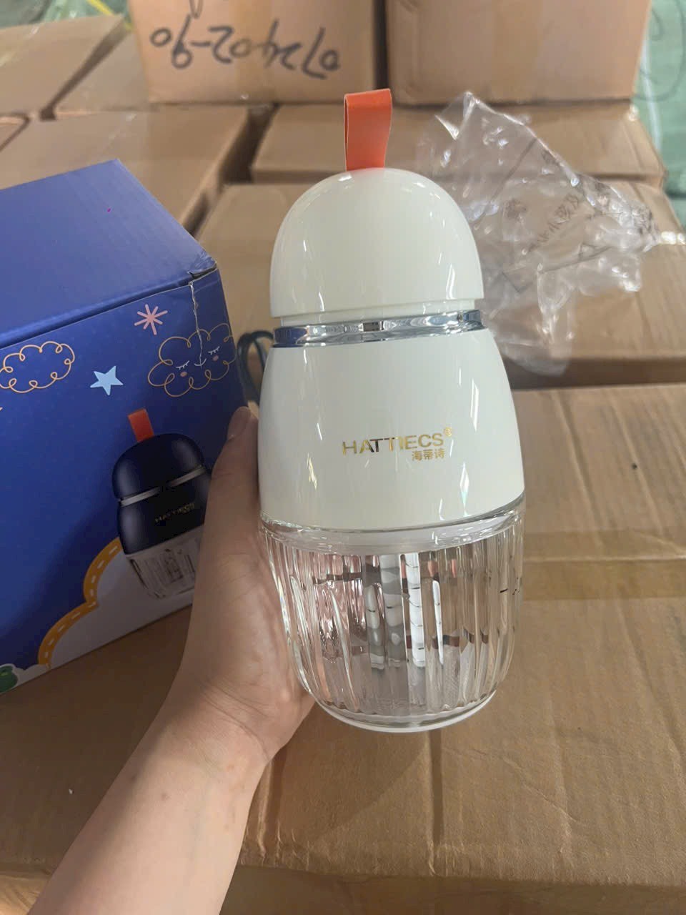 Máy xay cầm tay đa năng Hattiecs HCP-A7 với 8 lưỡi cối 300ML máy xay cháo, thịt cá, rau củ quả cho bé ăn dặm