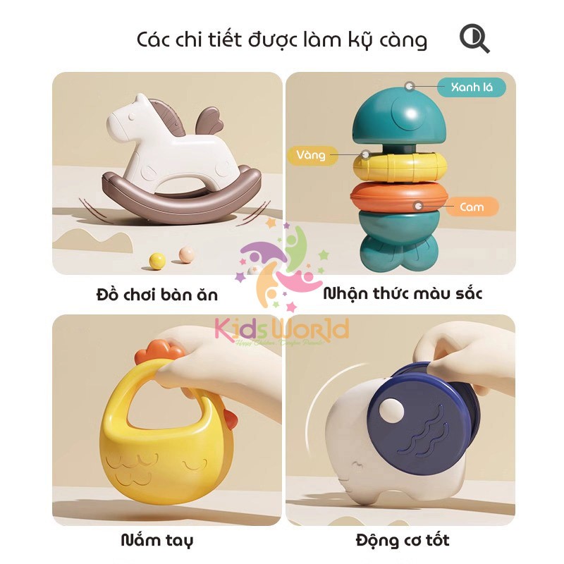 Bộ đồ chơi xúc xắc gặm nướu cho bé 10 chi tiết BABY hộp đựng vali kéo dễ thương cao cấp, có thể tiệt trùng