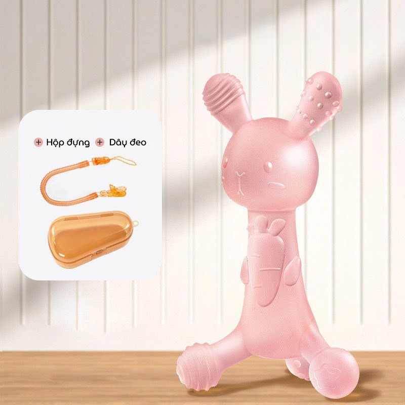 Gặm nướu cho bé sơ sinh hình thỏ cầm tay chất liệu silicone cao cấp