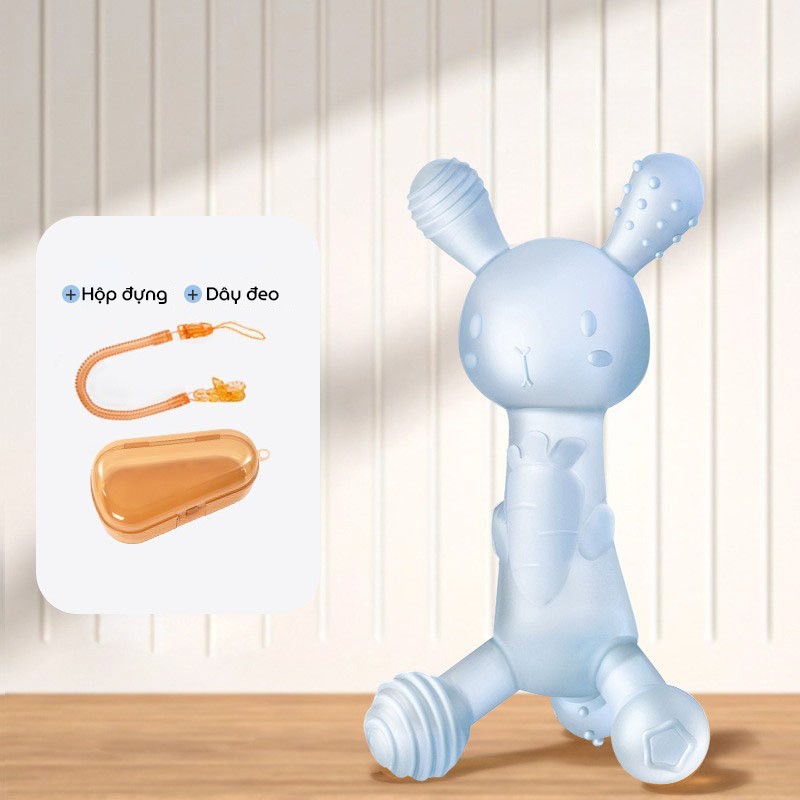 Gặm nướu cho bé sơ sinh hình thỏ cầm tay chất liệu silicone cao cấp