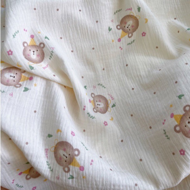 Khăn đa năng cho bé Bunny sợi tre vải xô Muslin 2 lớp làm khăn tắm, khăn quấn, chăn mỏng kích thước 1mx1m