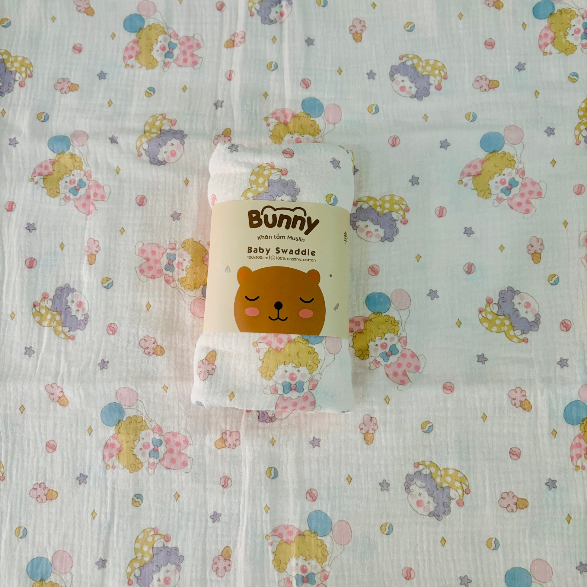 Khăn đa năng cho bé Bunny sợi tre vải xô Muslin 2 lớp làm khăn tắm, khăn quấn, chăn mỏng kích thước 1mx1m