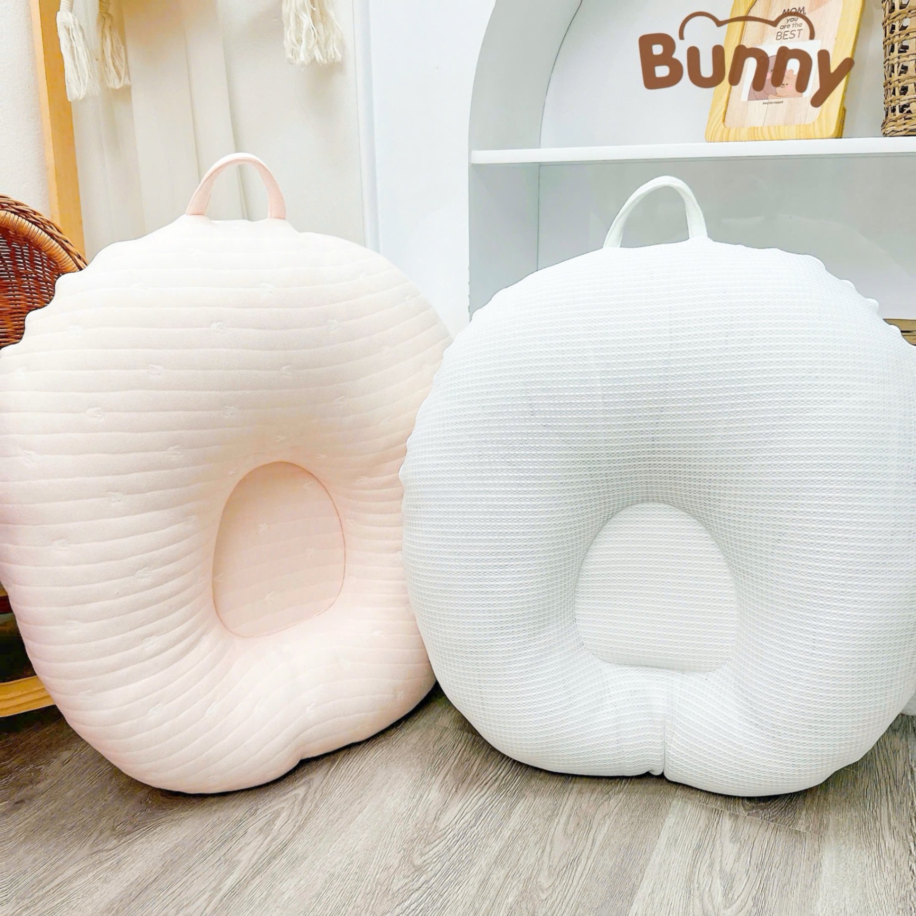 Gối chống trào ngược cho bé Bunny Cotton trần bông Air Mesh cao cấp êm ái 2 mặt thấm hút mồ hôi an toàn cho bé giảm thiểu tình trạng nôn trớ sau ăn