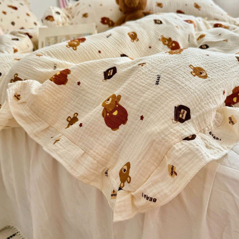 Khăn đa năng cho bé Bunny sợi tre vải xô Muslin 2 lớp làm khăn tắm, khăn quấn, chăn mỏng kích thước 1mx1m