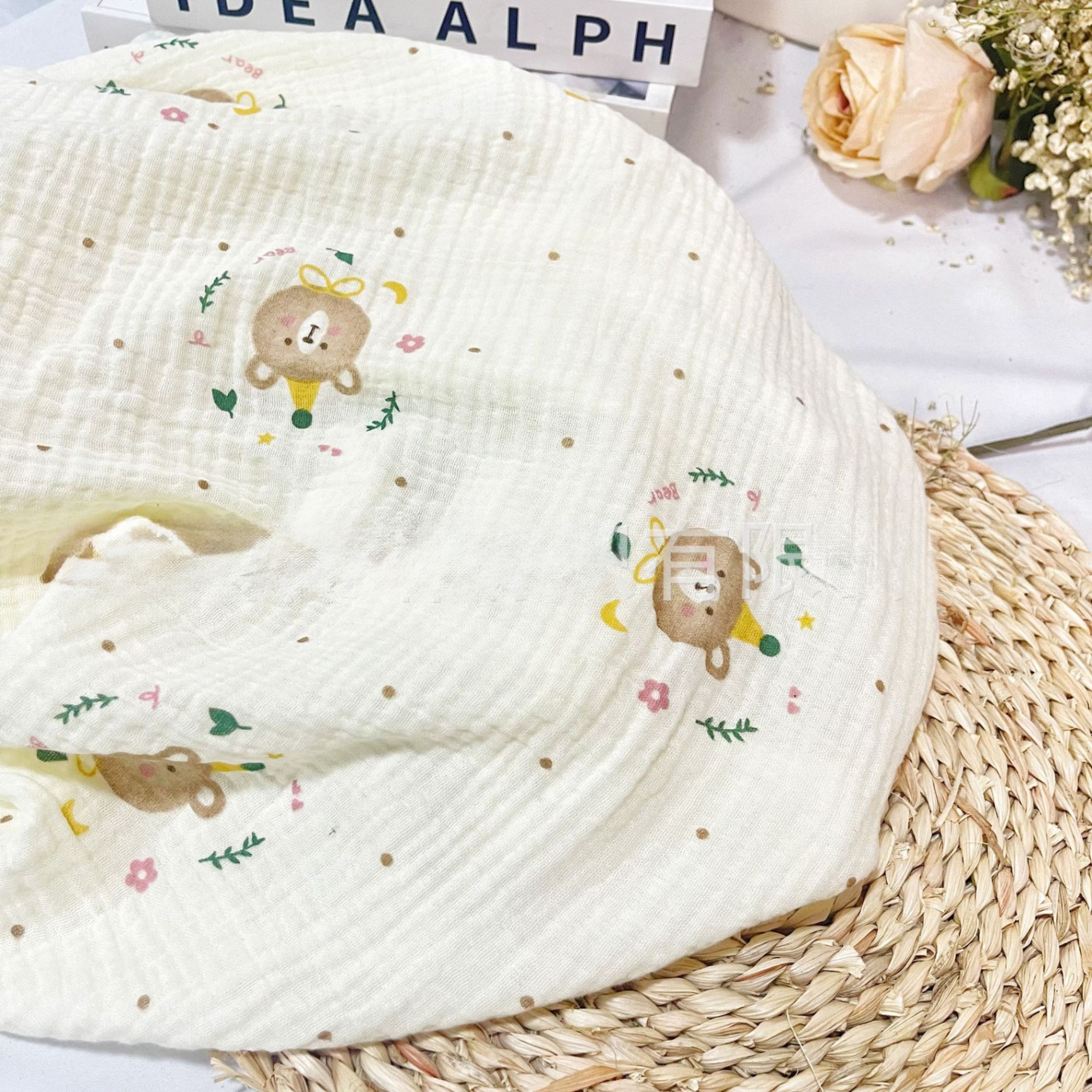 Set 6 khăn sữa vải xô Muslin Bunny 100% Organic 2 lớp dày dặn, thấm hút, kháng khuẩn siêu mềm mịn cho bé sơ sinh