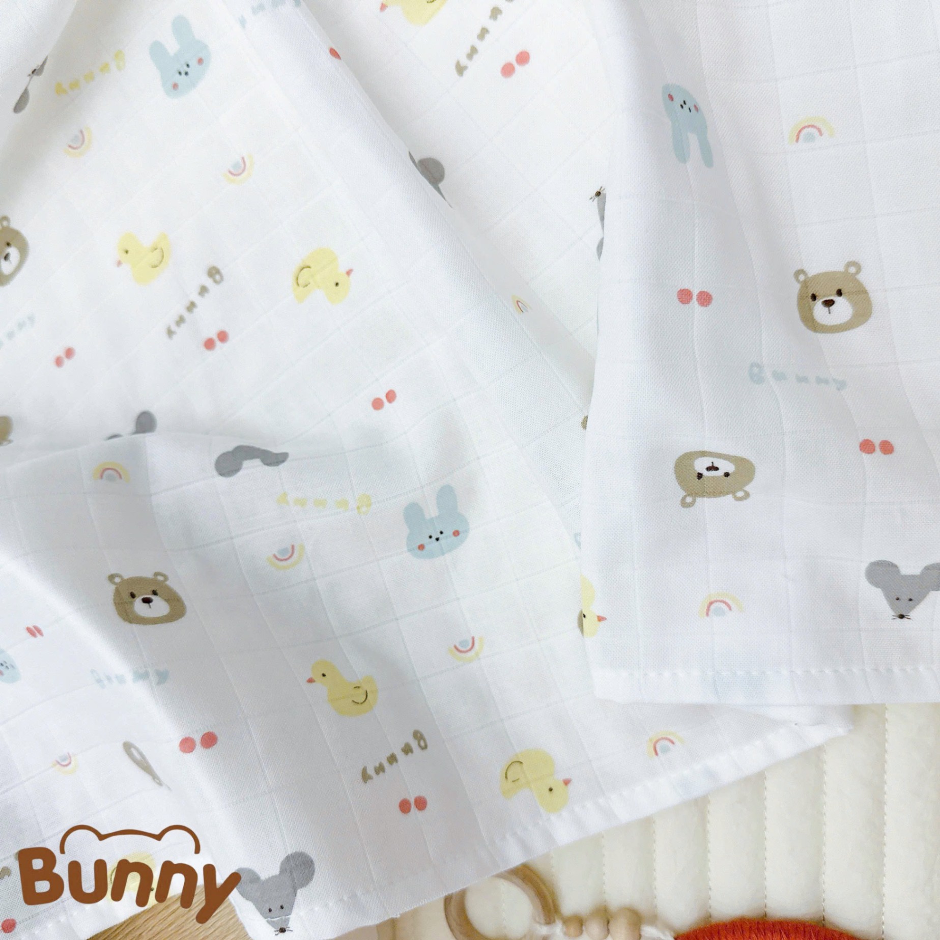 Khăn sợi tre cho bé yêu Bunny Premium Bamboo mềm mại đa năng làm khăn tắm, chăn đắp mùa hè, khăn ủ, khăn chùm xe đẩy kích thước 90x100cm