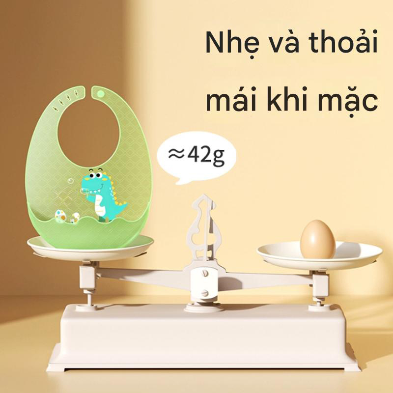 Yếm ăn dặm silicon cho bé hình trứng có nấc điều chỉnh siêu mỏng và mềm mại không gây vướng cổ cảm giác thoải mái
